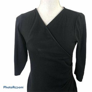 PURE COLLECTION Black V-Neck 3/4 Sleeve Sz 8 Dress